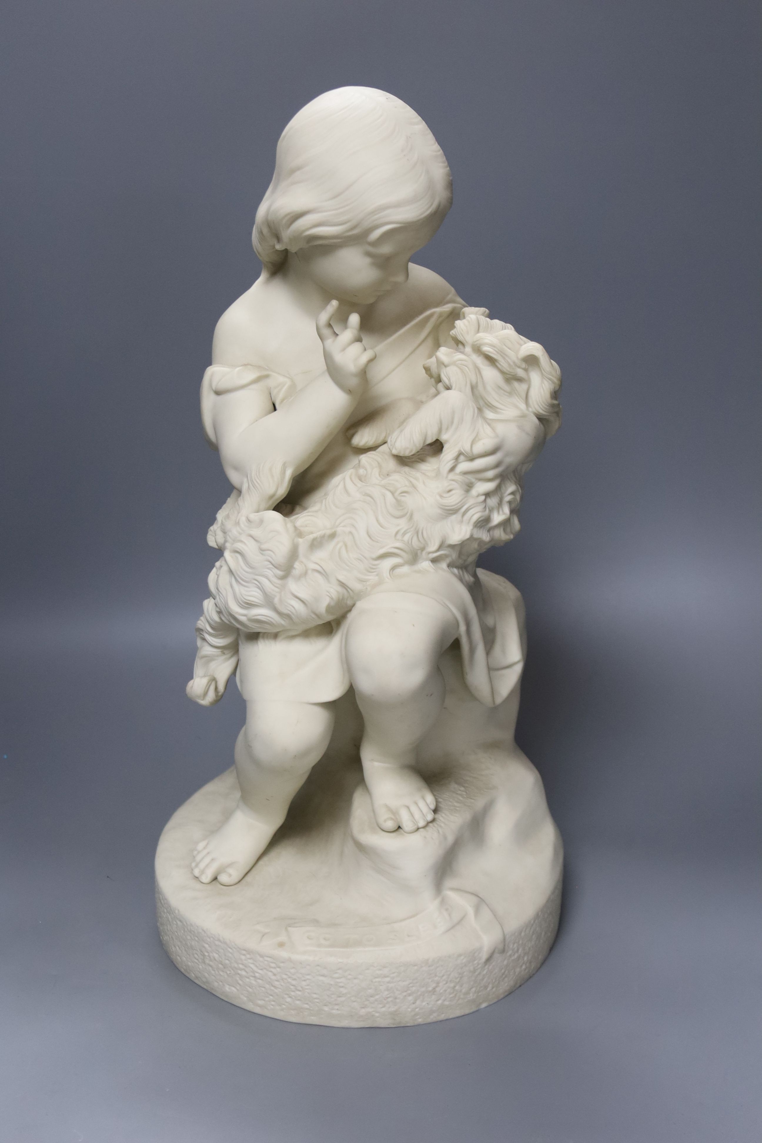 A Copeland Parian figure group, 'Go to Sleep', H 45cm